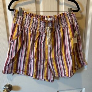 Planet Gold 3X High Waist Striped Shorts - Pink, Yellow, White Sorbet Multi NWT